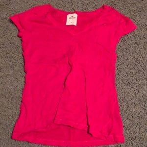 hot pink v-neck